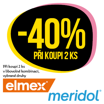 Využijte neklubové nabídky - sleva 40% na vybrané produkty značky Meridol a Elmex při koupi 2 ks v libovolné kombinaci!